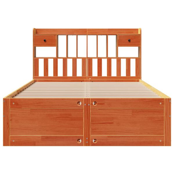 vidaXL Lit bibliothèque sans matelas cire marron 150x200 cm pin massif