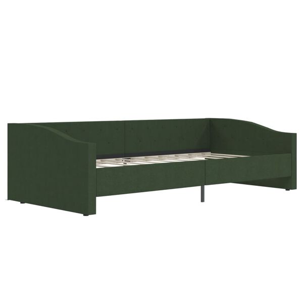 vidaXL Lit avec matelas et &eacute;clairage USB Vert fonc&eacute; Tissu 90x200 cm