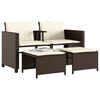 vidaXL Canap&eacute; de jardin 2 places avec table et tabourets marron rotin