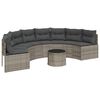 vidaXL Canap&eacute; de jardin table coussins demi-rond gris r&eacute;sine tress&eacute;e