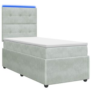 vidaXL Lit boxspring LED avec matelas Gris clair 90 x 190 cm Velours