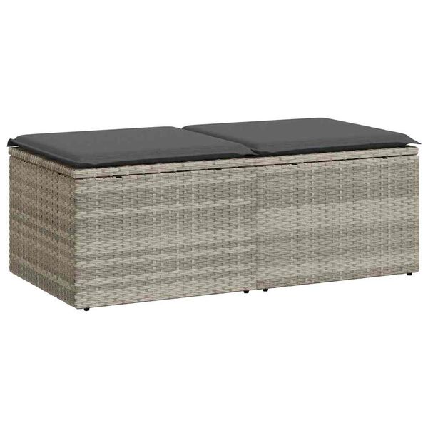 vidaXL Salon de jardin 2 pcs avec coussins gris clair polyrotin acacia