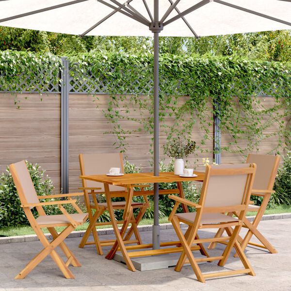 vidaXL Ensemble &agrave; manger de jardin 5 pcs taupe tissu et bois massif