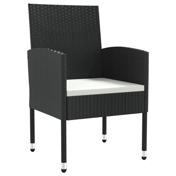 vidaXL Ensemble &agrave; manger de jardin 9 pcs noir r&eacute;sine tress&eacute;e et acier