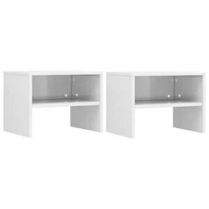 vidaXL Tables de chevet 2pcs Blanc brillant 40x30x30cm Bois ing&eacute;nierie