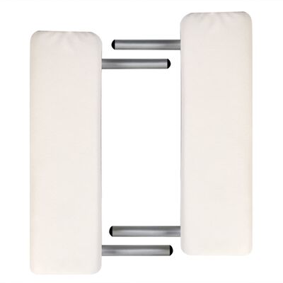 vidaXL Table de massage pliable Blanc crème 2 zones cadre en aluminium