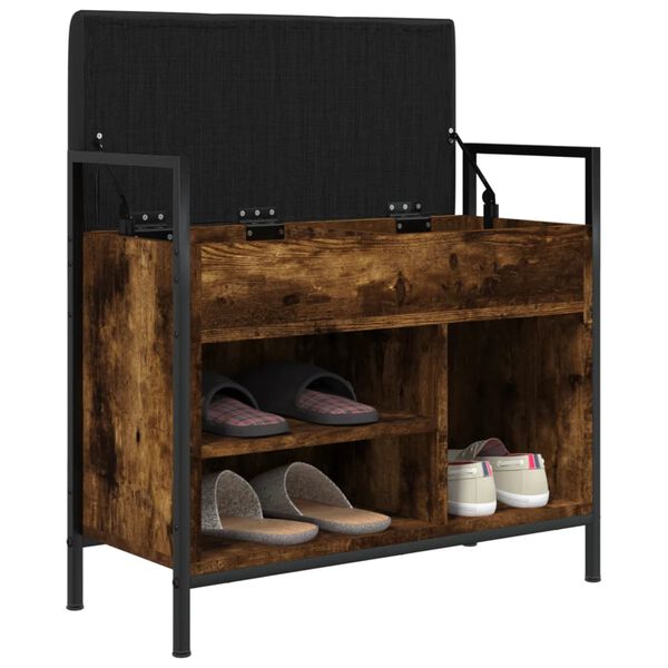vidaXL Banc &agrave; chaussures ch&ecirc;ne fum&eacute; 65,5x32x57,5 cm bois d'ing&eacute;nierie