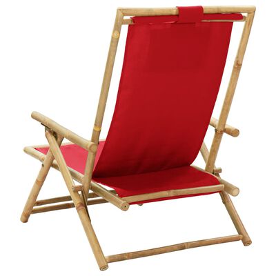 vidaXL Chaise de relaxation inclinable Rouge Bambou et tissu