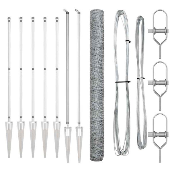 vidaXL Poteau de cl&ocirc;ture. Argent&eacute; 10 x 1,6 m (treillis de 50 mm) Acier