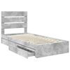 vidaXL Lit de Rangement Gris b&eacute;ton 90 x 200 cm Bois d'ing&eacute;nierie