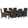 vidaXL Ensemble &agrave; manger de jardin 9pcs coussins noir r&eacute;sine tress&eacute;e