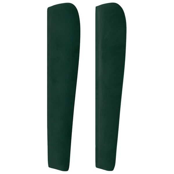 vidaXL T&ecirc;te de lit avec oreilles Vert fonc&eacute; 203x23x118/128 cm Velours