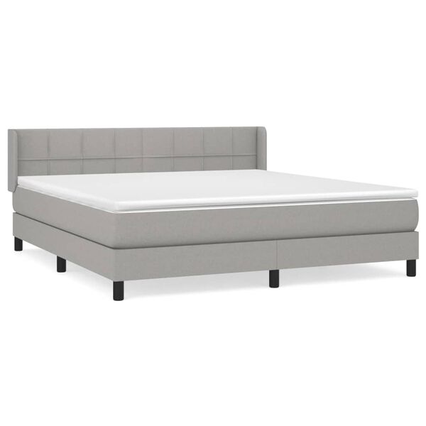 vidaXL Sommier &agrave; lattes de lit avec matelas Gris clair 180x200cm Tissu