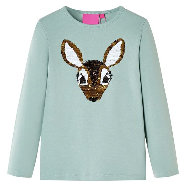 T-shirt enfants &agrave; manches longues menthe moyenne 104