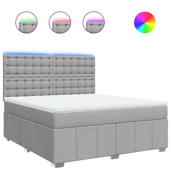 vidaXL Sommier &agrave; lattes de lit avec matelas Gris clair 180x200cm Tissu