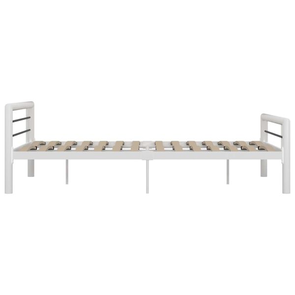 vidaXL Cadre de lit sans matelas blanc et noir m&eacute;tal 120x200 cm