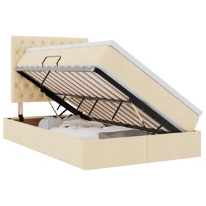 vidaXL Lit de rangement LED avec matelas Cr&egrave;me 120 x 200 cm Tissu