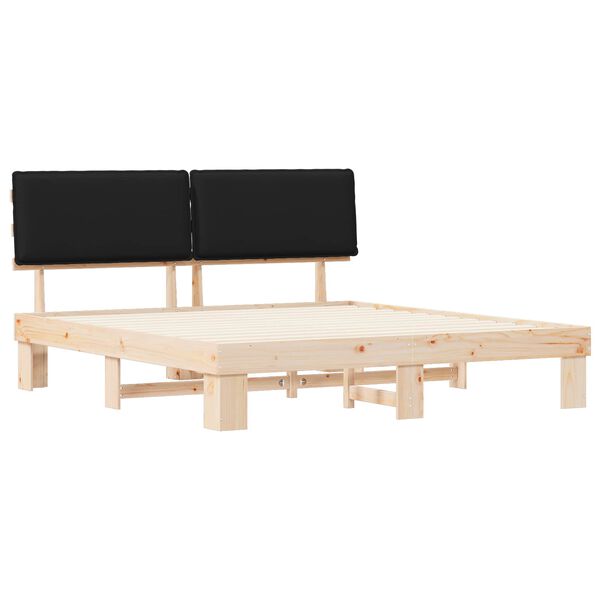 vidaXL Cadre de lit avec t&ecirc;te de lit rembourr&eacute;e Noir 200 x 200 cm