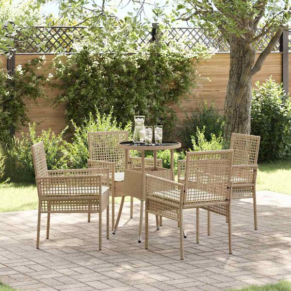 vidaXL Ensemble de salle à manger pour jardin 5 pcs Beige Poly rotin