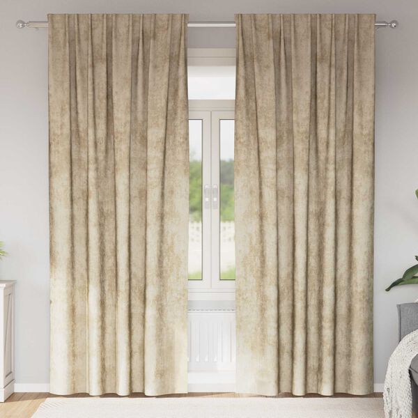 vidaXL Rideaux en velours 2 pcs Cr&egrave;me 245 x 140 cm Velours