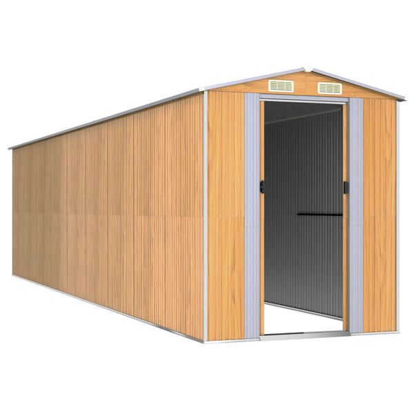 vidaXL Abri de jardin Marron clair 192x772x223 cm Acier galvanis&eacute;