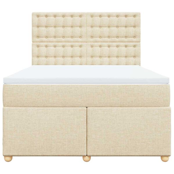 vidaXL Sommier &agrave; lattes de lit avec matelas Cr&egrave;me 140x190 cm Tissu