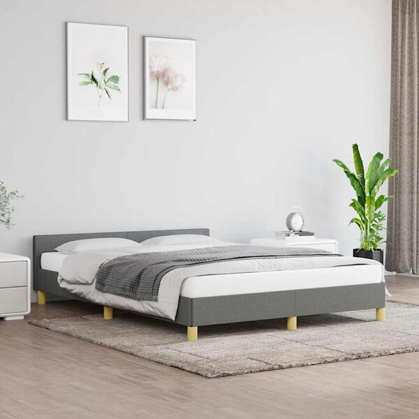 vidaXL Cadre de lit sans matelas gris fonc&eacute; 140x190 cm tissu