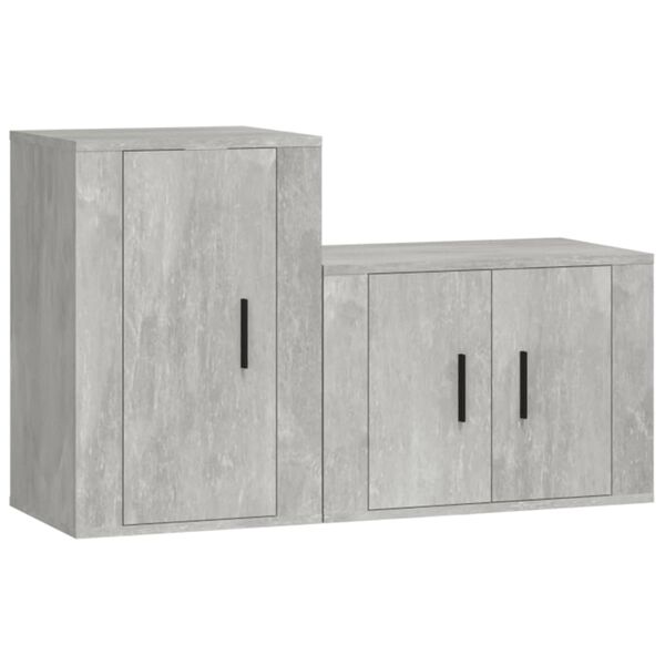 vidaXL Ensemble de meubles TV 2 pcs gris b&eacute;ton bois d'ing&eacute;nierie