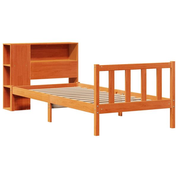 vidaXL Lit biblioth&egrave;que sans matelas cire marron 75x190 cm pin massif