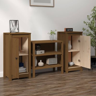 vidaXL Buffets 2 pcs marron miel 40x35x80 cm bois massif de pin