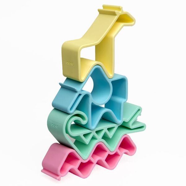 d&euml;na Ensemble de jouets en silicone en forme d'animaux Pastel 4 pcs
