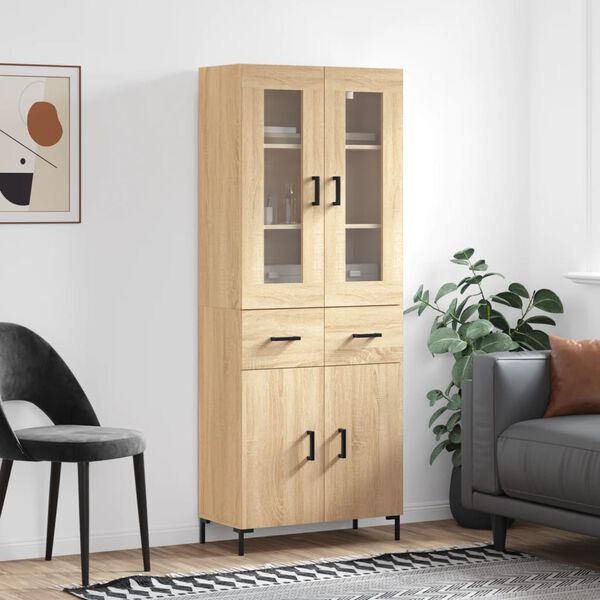 vidaXL Buffet haut Ch&ecirc;ne sonoma 69,5x34x180 cm Bois d'ing&eacute;nierie
