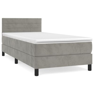 vidaXL Sommier à lattes de lit et matelas Gris clair 80x200 cm Velours