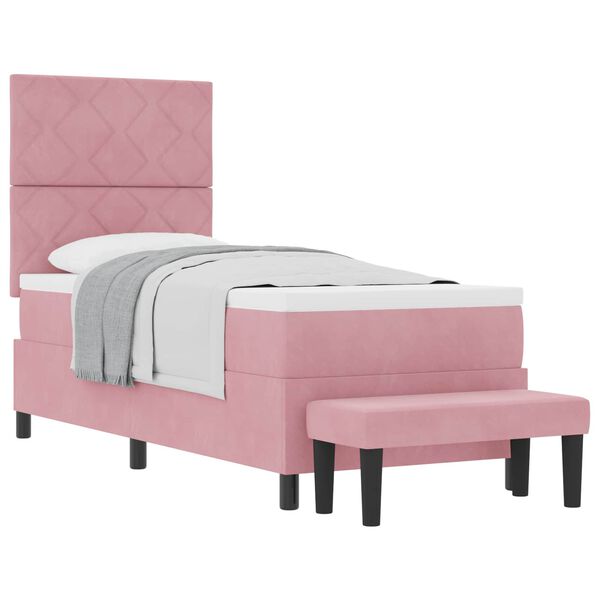 vidaXL Lit &agrave; ressorts avec matelas Rose 80 x 200 cm Velours