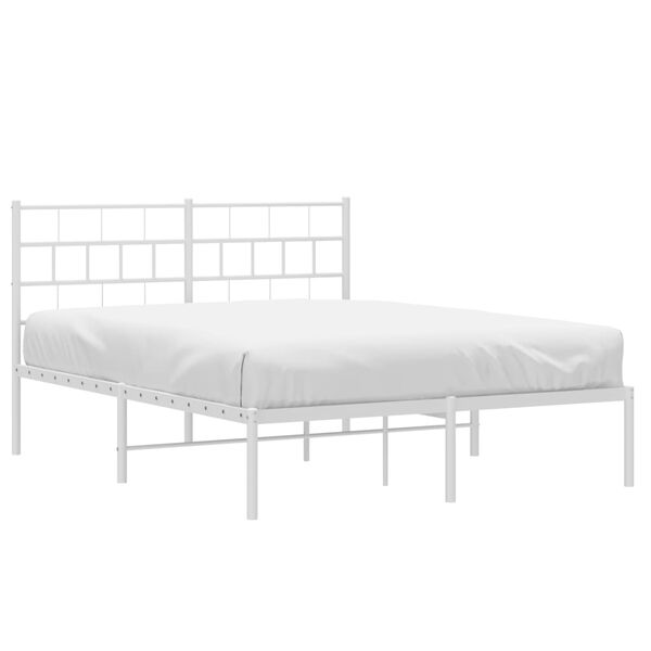 vidaXL Cadre de lit m&eacute;tal sans matelas et t&ecirc;te de lit blanc 140x190 cm
