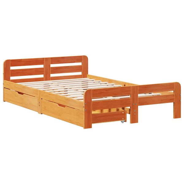vidaXL Cadre de lit sans matelas cire marron 120x190cm bois pin massif