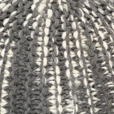 vidaXL Pouf tricoté à la main Gris foncé et blanc 50 x 35 cm Laine