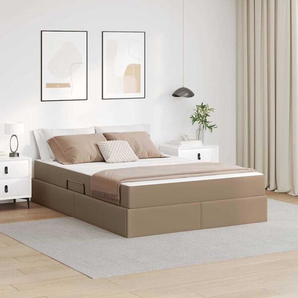 vidaXL Lit avec rangement et matelas Cappuccino 140 x 200 cm