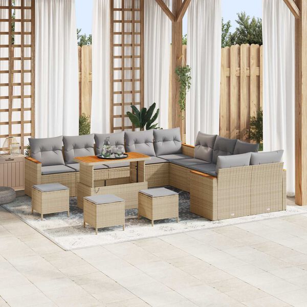 vidaXL Ensemble de canap&eacute; de jardin 18 pcs Beige et Gris clair