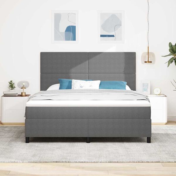 vidaXL Lit &agrave; ressort LED Gris clair et blanc 180 x 200 cm