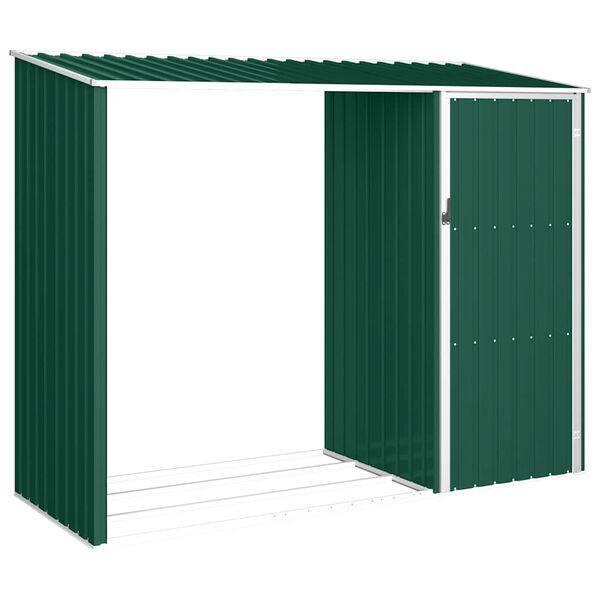 vidaXL Abri &agrave; bois de jardin Vert 245x98x159 cm Acier galvanis&eacute;
