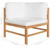 vidaXL Salon de jardin 12 pcs avec coussins cr&egrave;me bois de teck solide