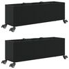vidaXL Jardini&egrave;res et roulettes 2 pcs noir 107x32x38 cm r&eacute;sine tress&eacute;e