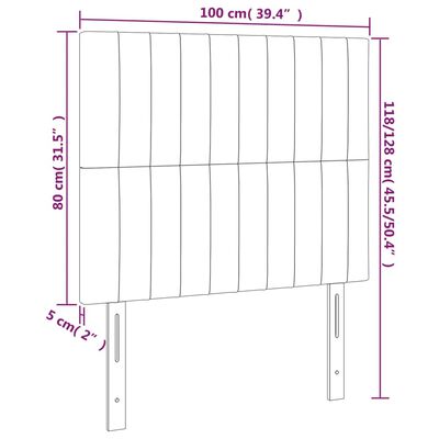 vidaXL Tête de lit à LED Noir 100x5x118/128 cm Tissu