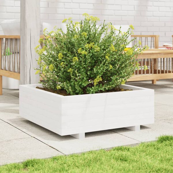 vidaXL Jardini&egrave;re blanc 70x70x26,5 cm bois de pin massif