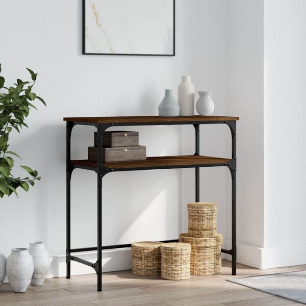 vidaXL Table console ch&ecirc;ne marron 75x35,5x75 cm bois d'ing&eacute;nierie