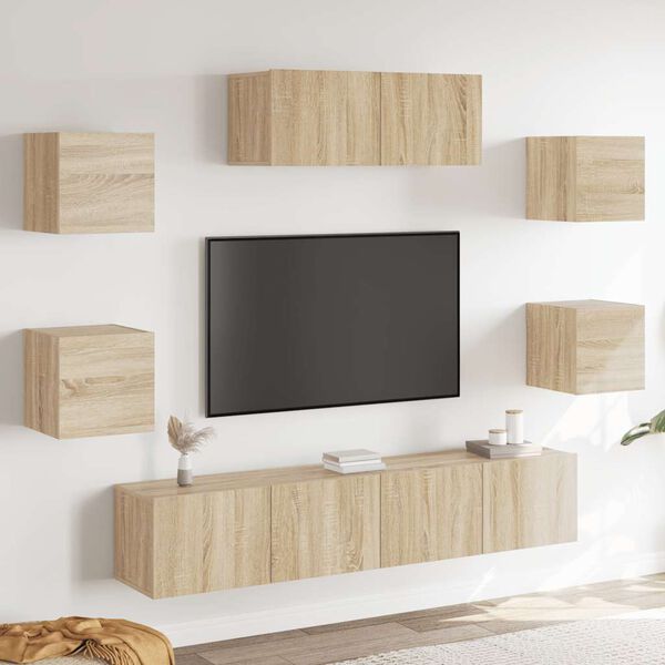vidaXL Ensemble de meubles TV 7 pcs Ch&ecirc;ne sonoma Bois d'ing&eacute;nierie