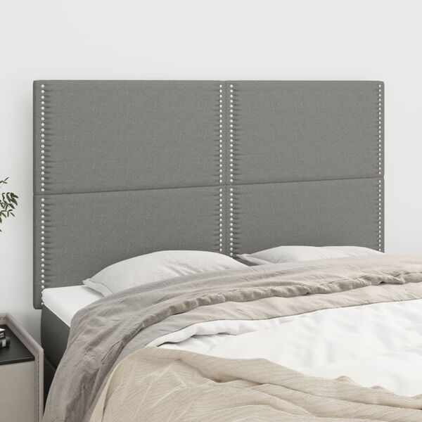 vidaXL T&ecirc;te de lit Gris fonc&eacute; 144 x 5 x 118/128 cm Tissu