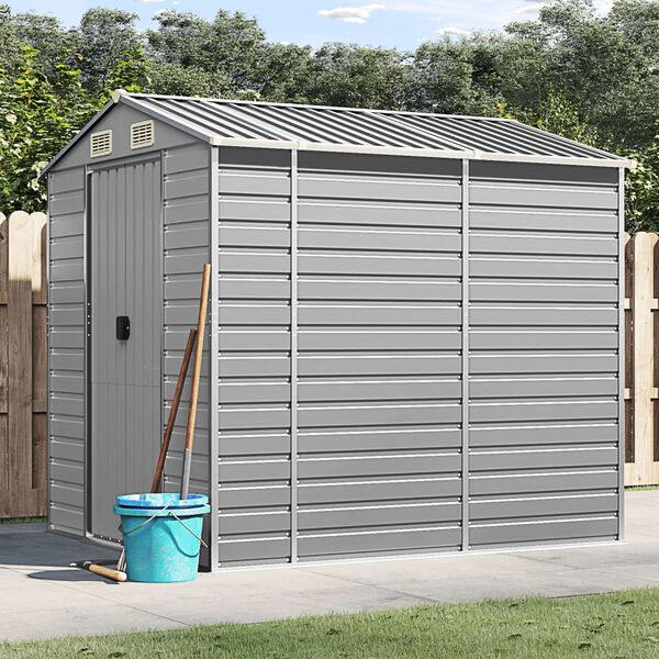 vidaXL Abri de jardin gris clair 191 x 215 x 198 cm en acier galvanis&eacute;