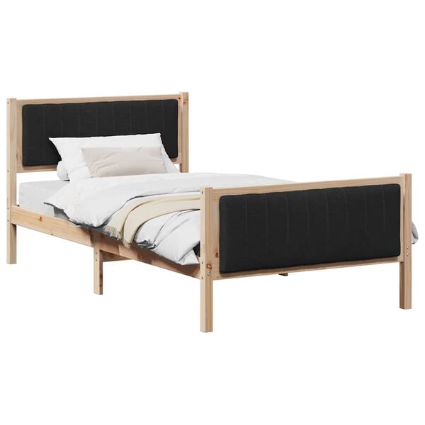 vidaXL Cadre de lit Marron et noir 100 x 200 cm Bois massif en pin
